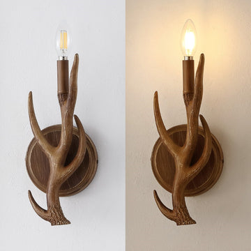 Cody 5.5" 1-Light Southwestern Bohemian Resin/Iron Faux Antler LED Sconce - JONATHAN Y